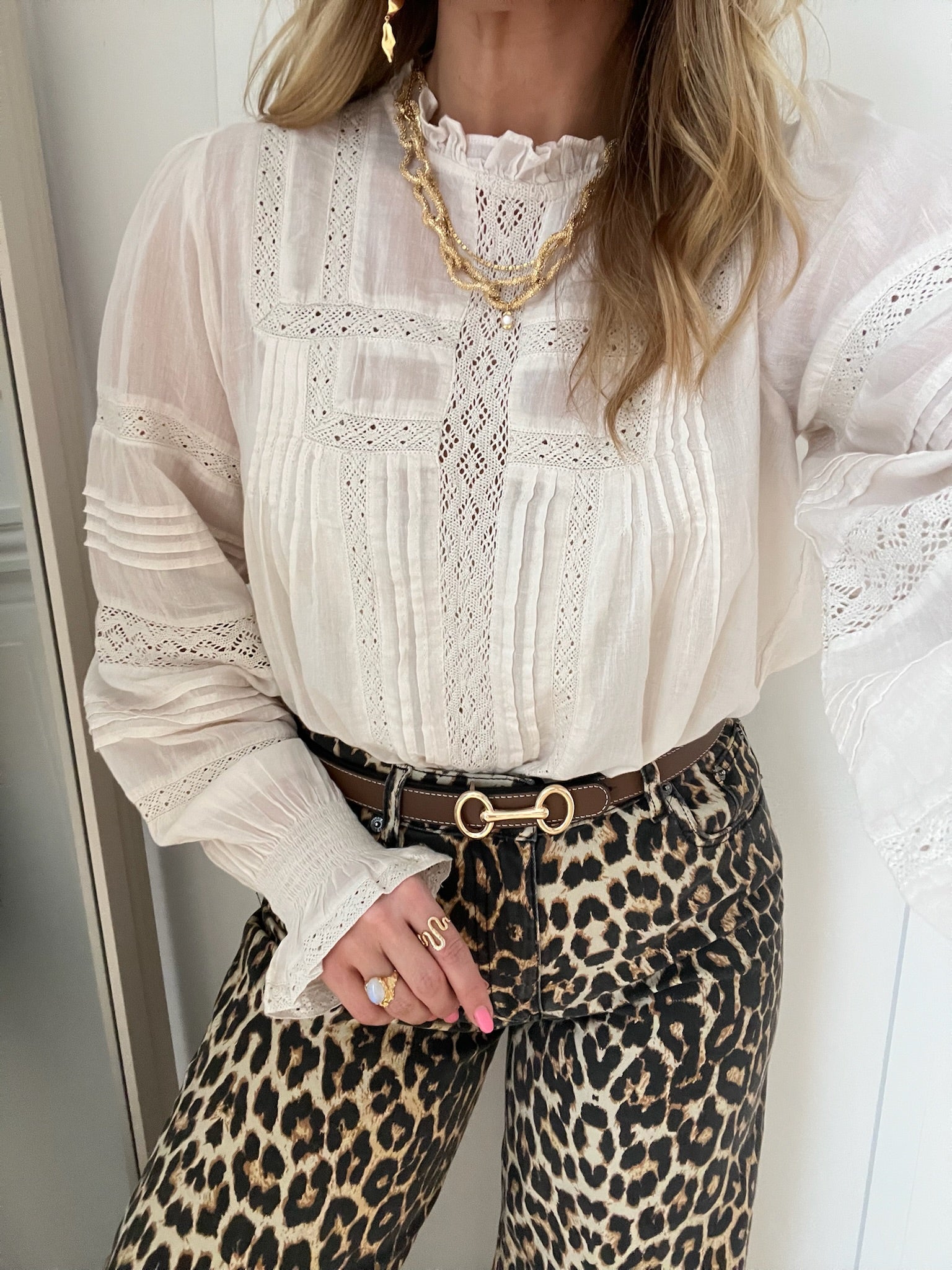 Neo Noir Ebba S Voile Bluse Ivory
