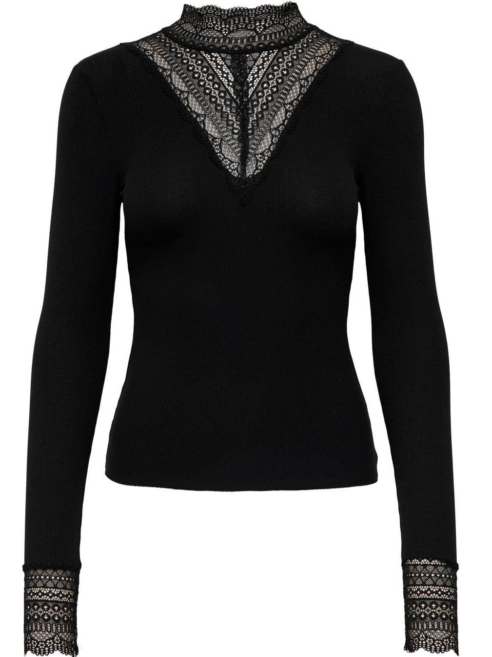 Only Tilde LS Highneck Lace Bluse Black NO25
