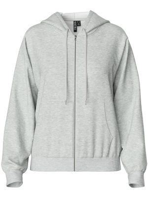 Pieces Chilli LS Zip Hoodie Light Grey Melange NO25
