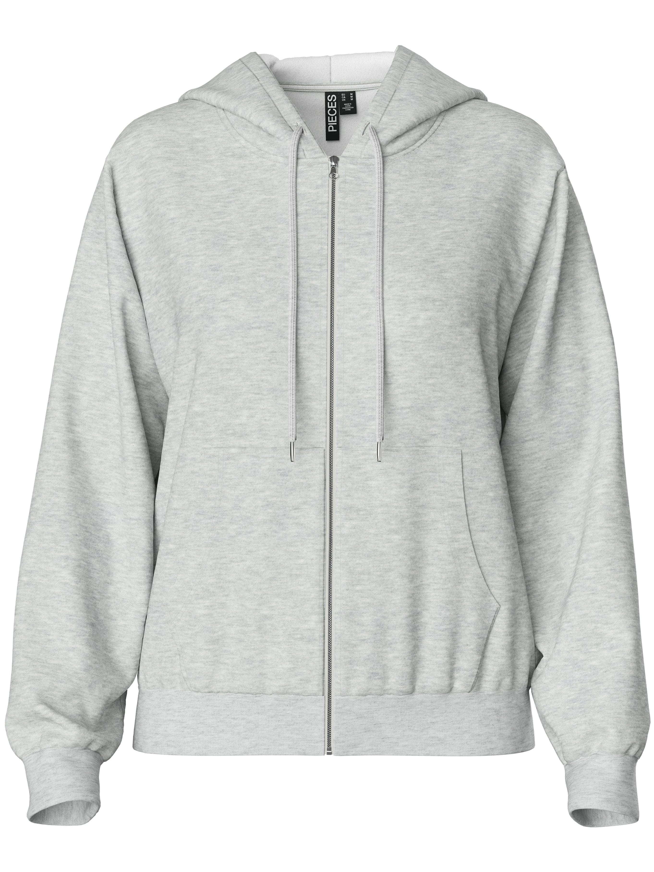 Pieces Chilli LS Zip Hoodie Light Grey Melange NO25