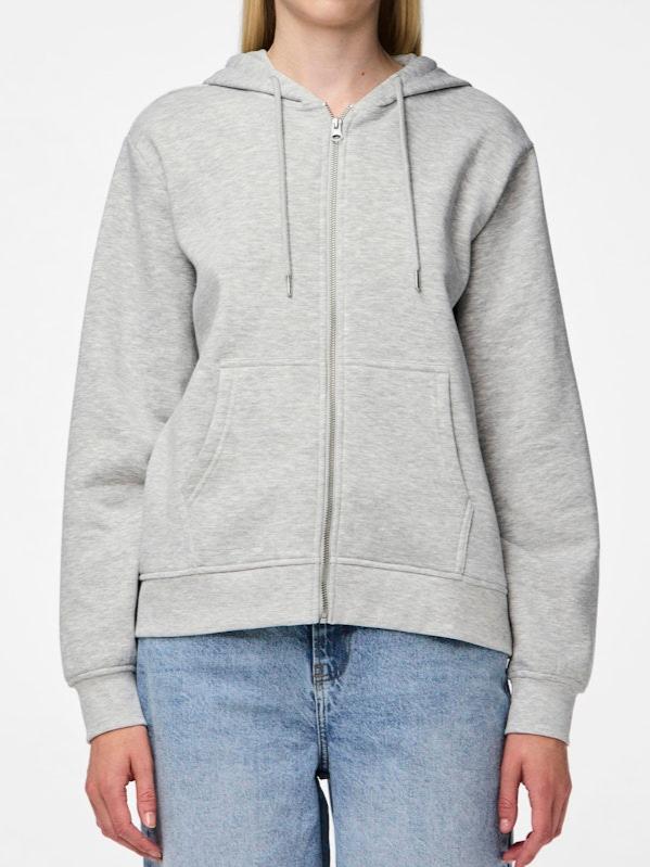 Pieces Chilli LS Zip Hoodie Light Grey Melange NO25