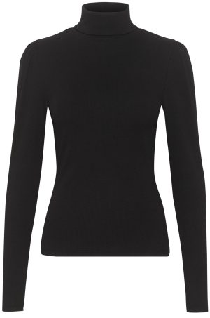 Gestuz Drew Rollneck Puff Bluse Black NO25
