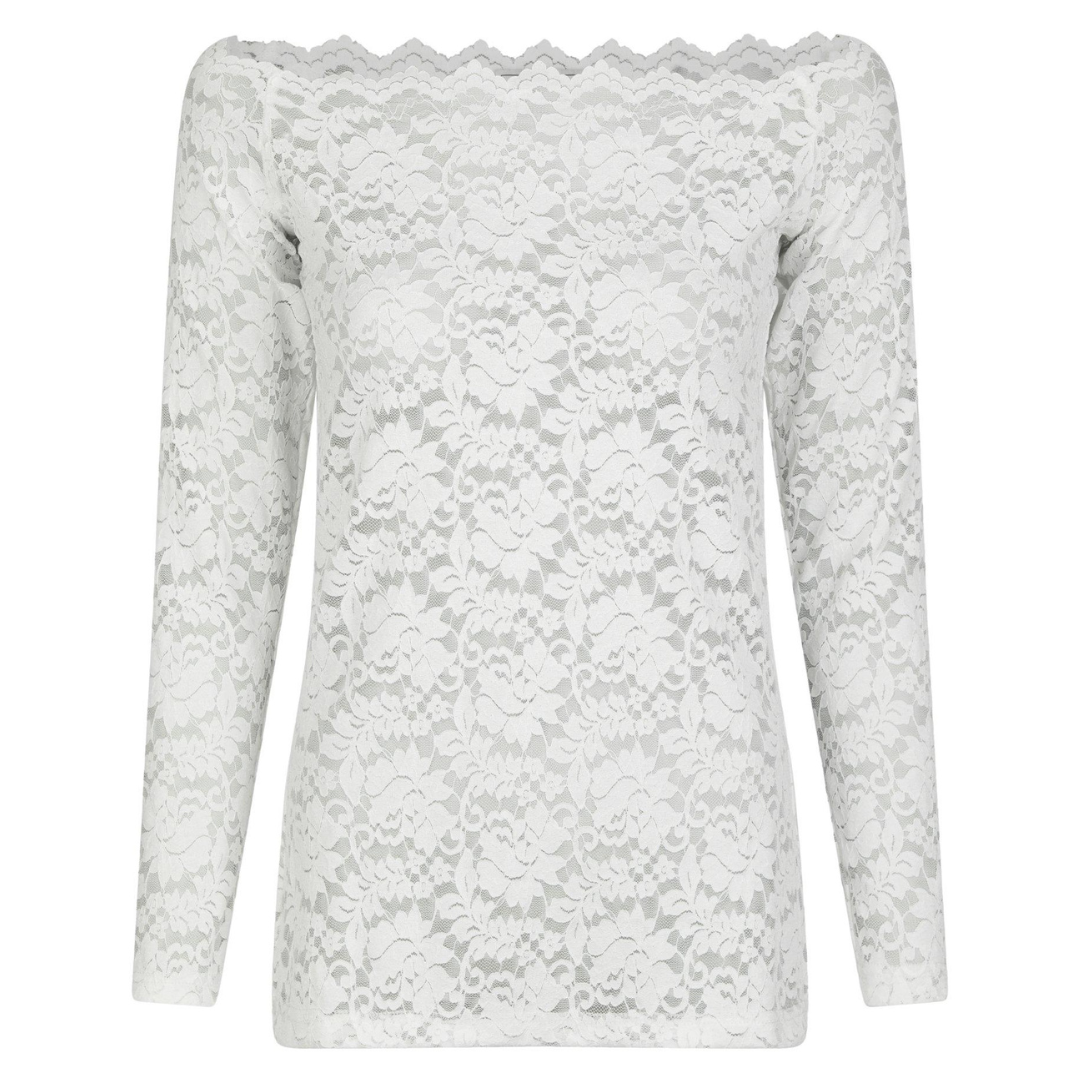 Neo Noir Casadi Lace Flower Bluse White