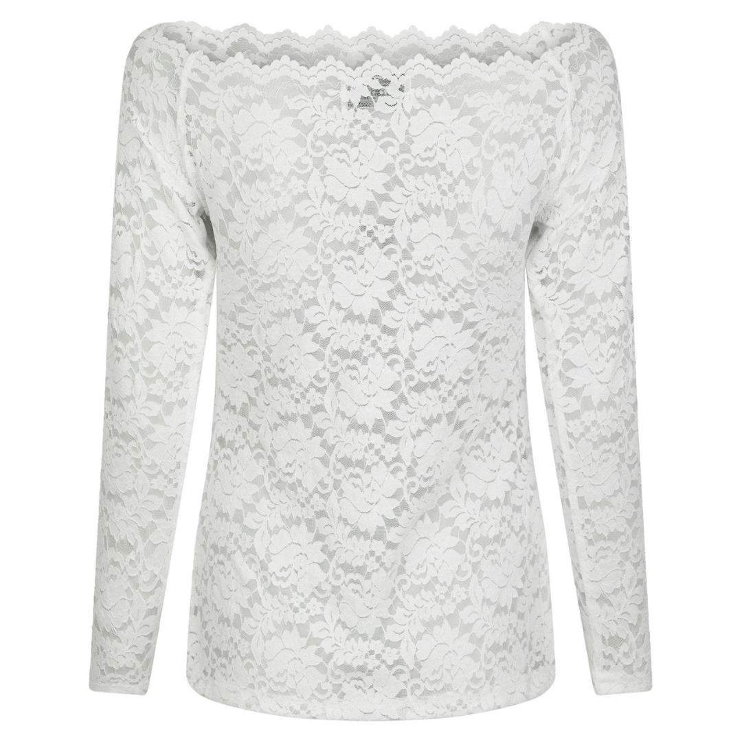 Neo Noir Casadi Lace Flower Bluse White