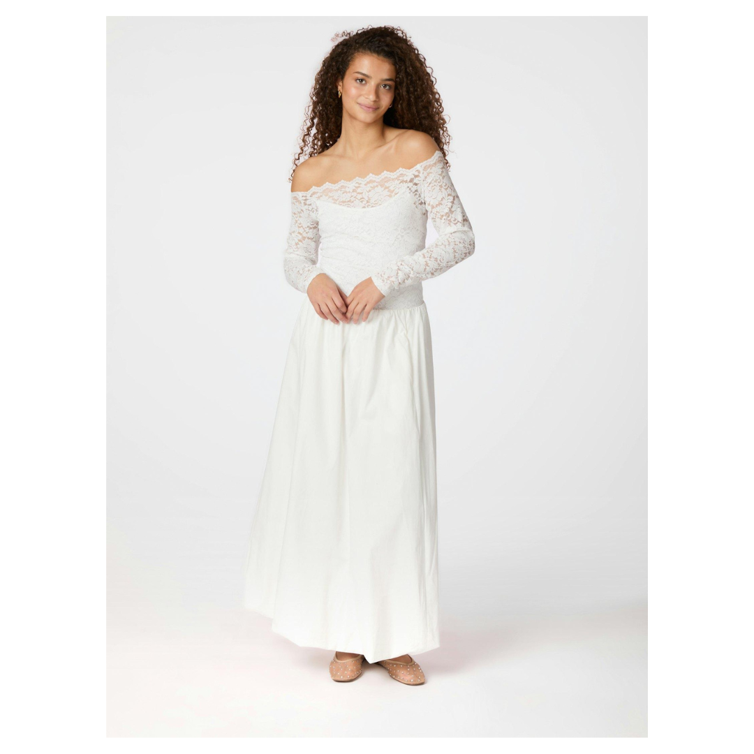 Neo Noir Casadi Lace Flower Bluse White