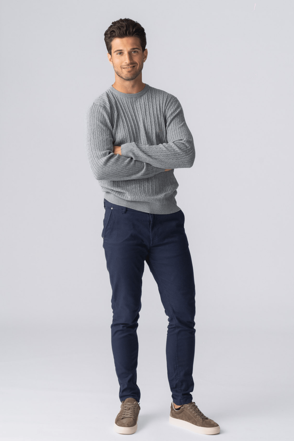 pullover-kabel-strik-graa-melange_1.png Pullover Kabel Strik - Grå Melange