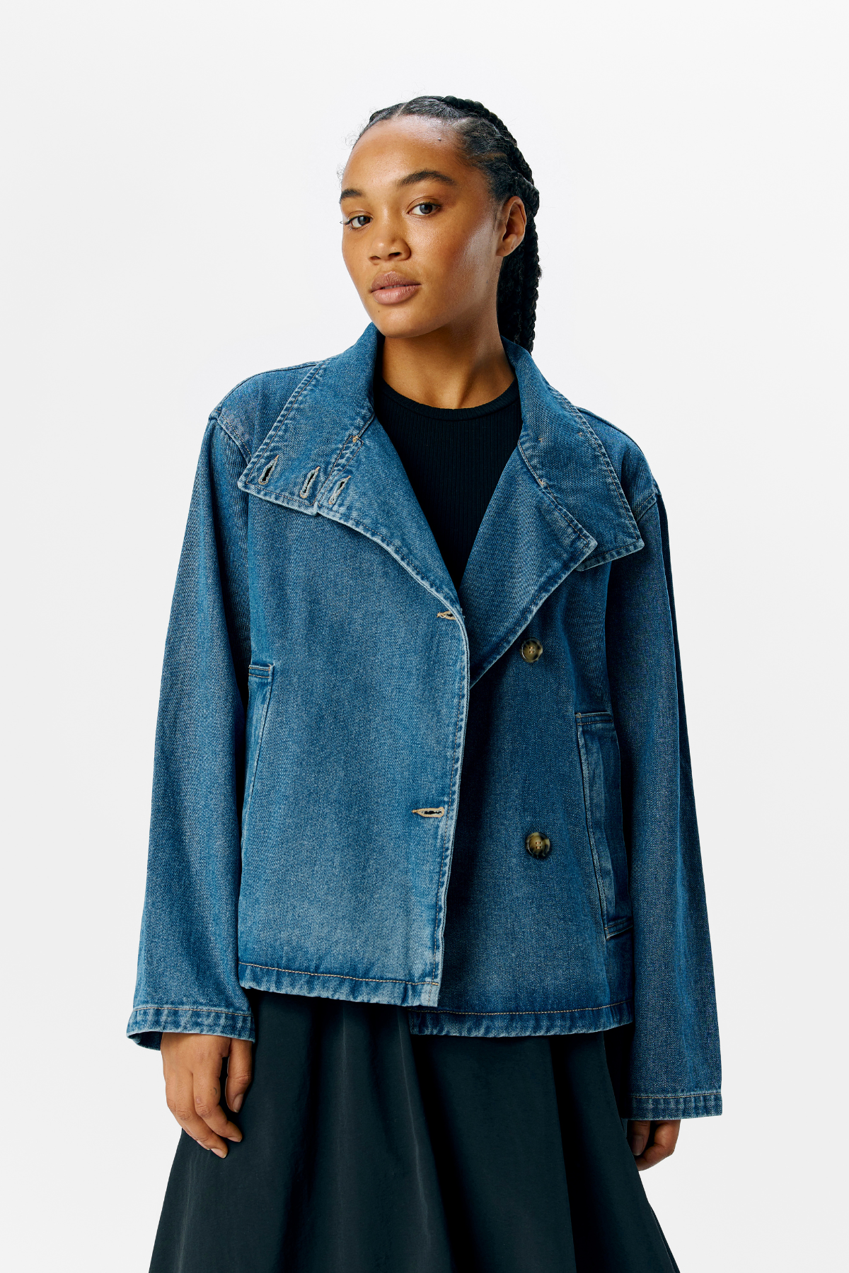 Tilla Gro L/S Denimjakke - Medium blå denim