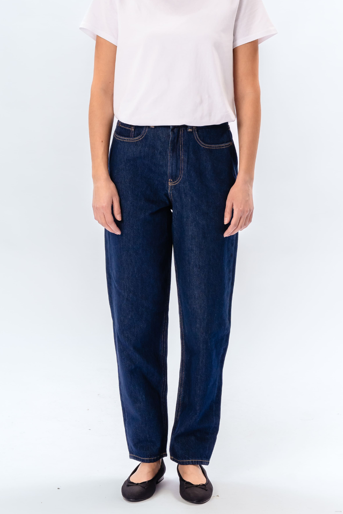 De Originale Performance Mom Jeans - Dark Blue Denim Hot på udsalg