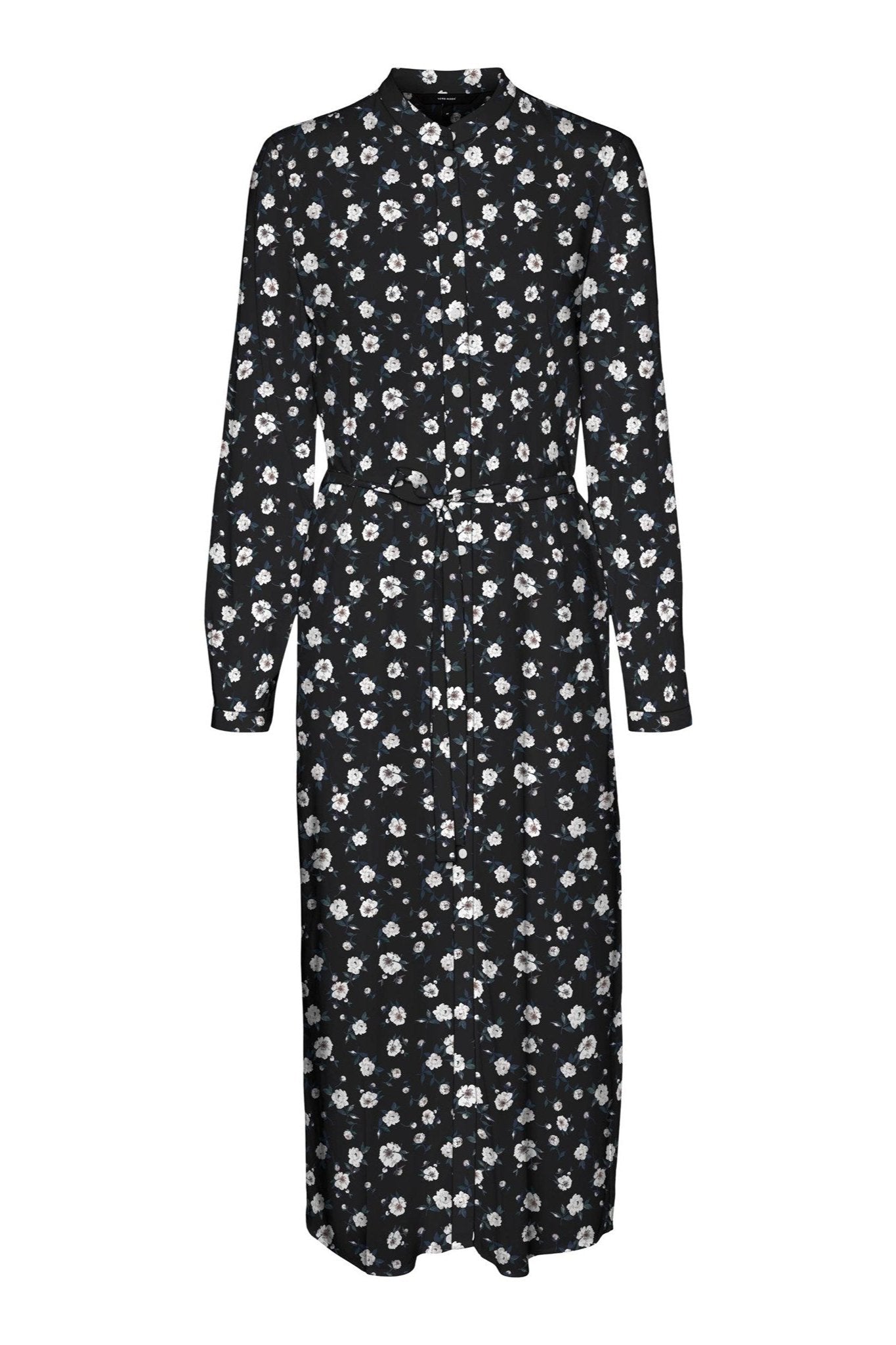 Easy Long Sleeve Shirt Dress - Sort
