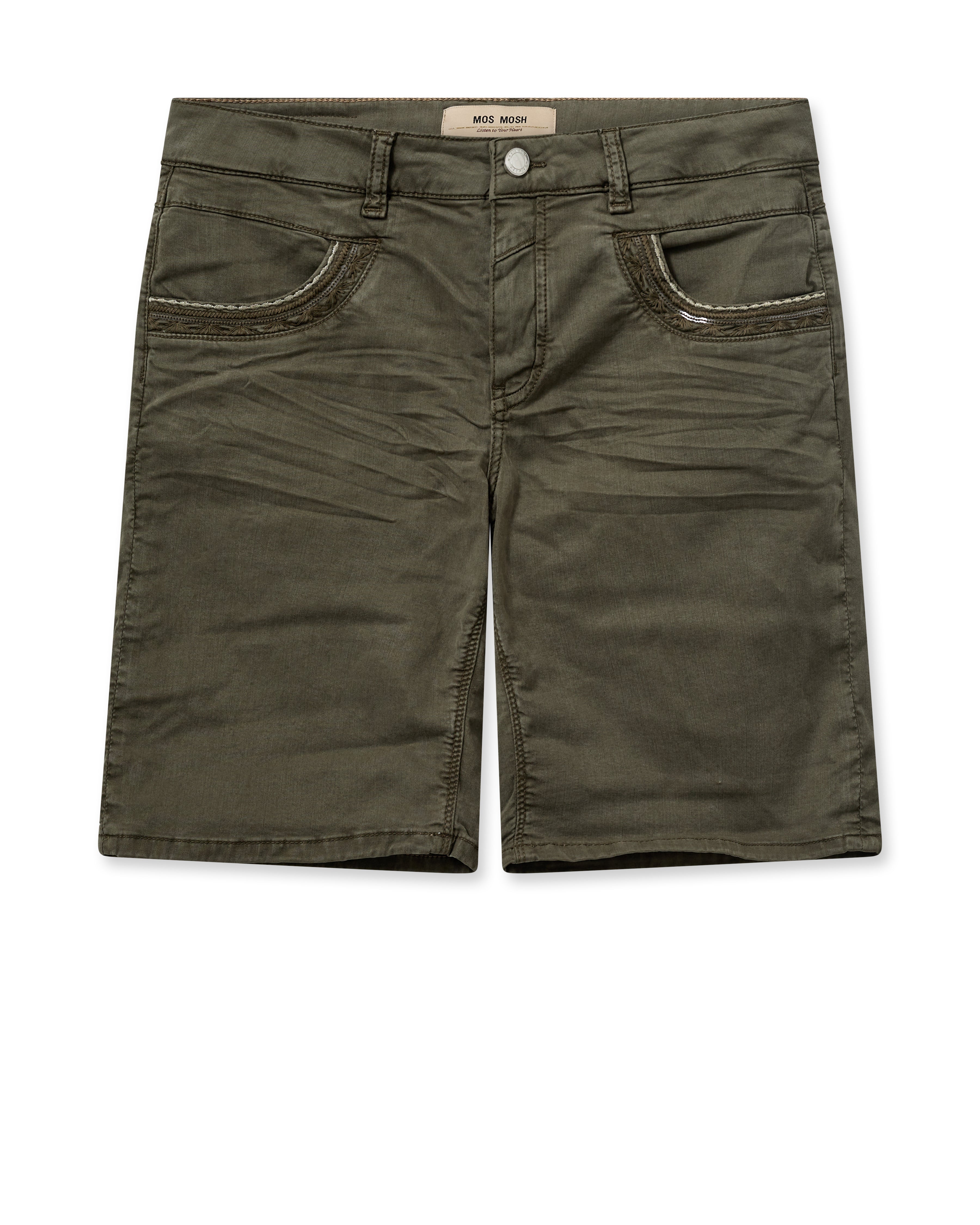 Mos Mosh Naomi Treasure Shorts Dusty Olive Online salg