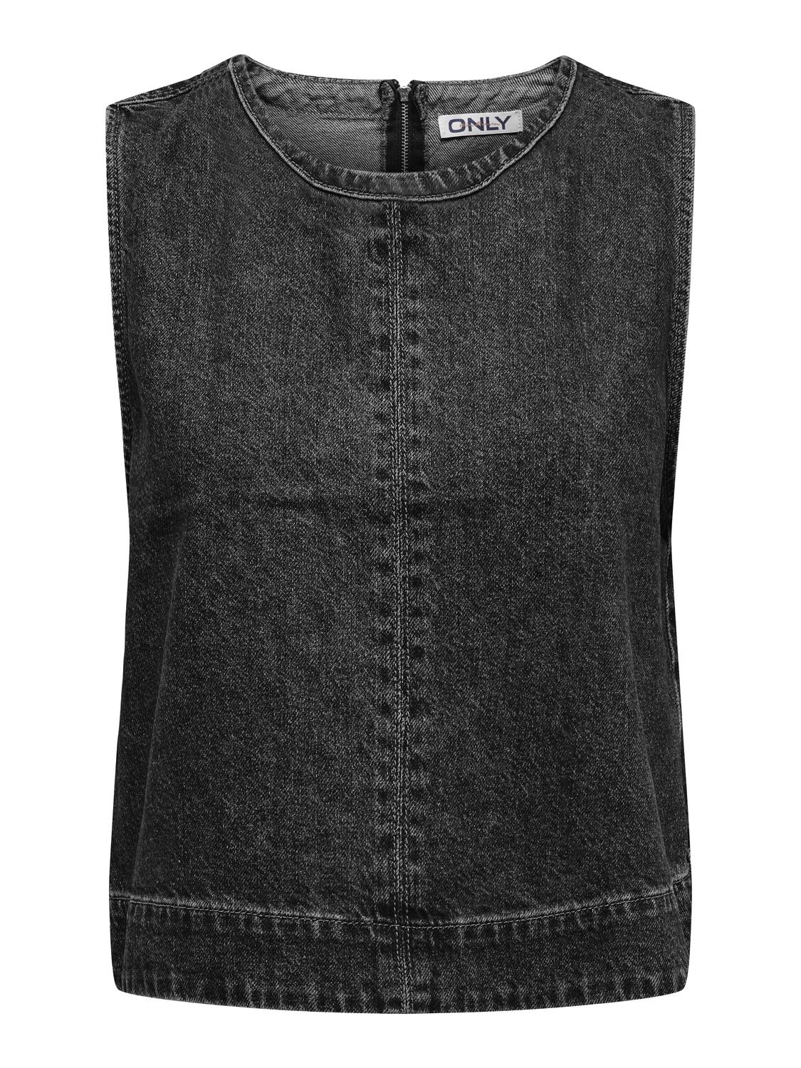 Only Dorsi SL Denim Top Washed Black
