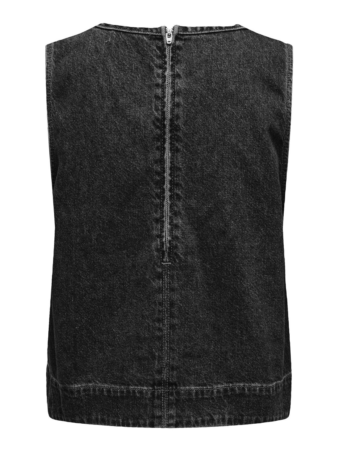 Only Dorsi SL Denim Top Washed Black