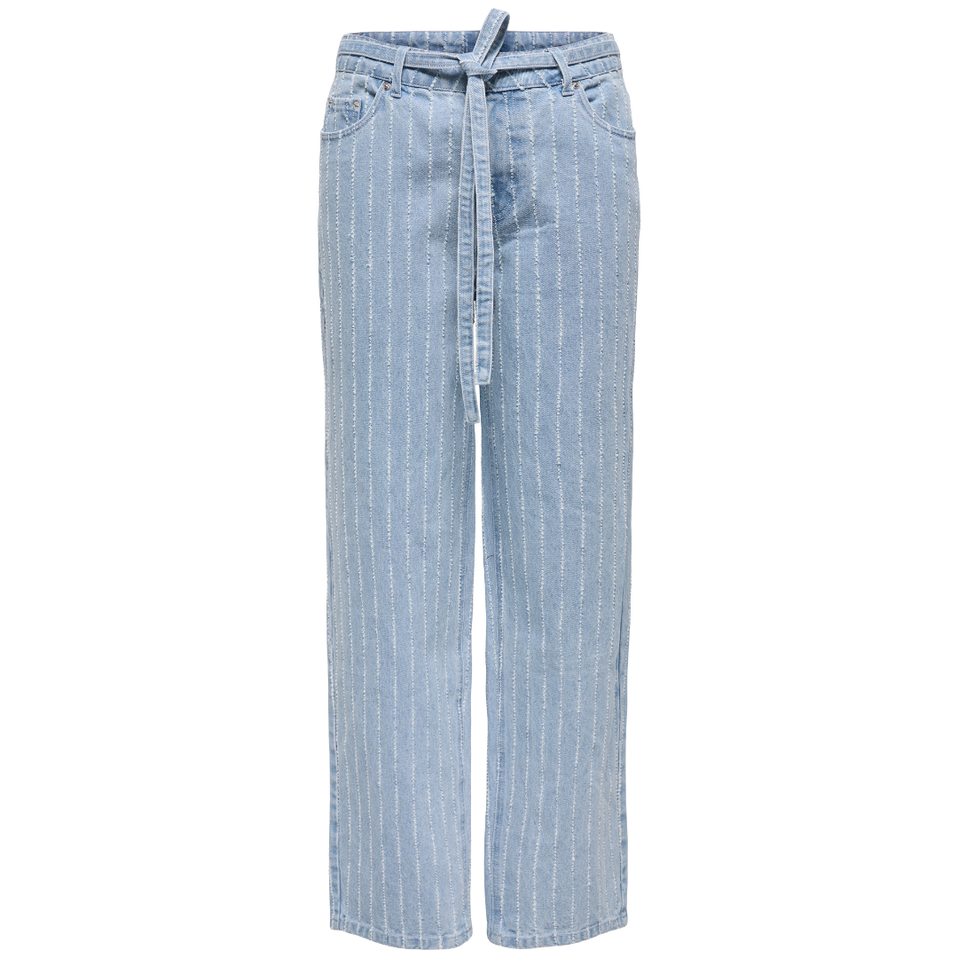 Only Gianna MW Straight Stripe Denim Jeans Light Blue Denim