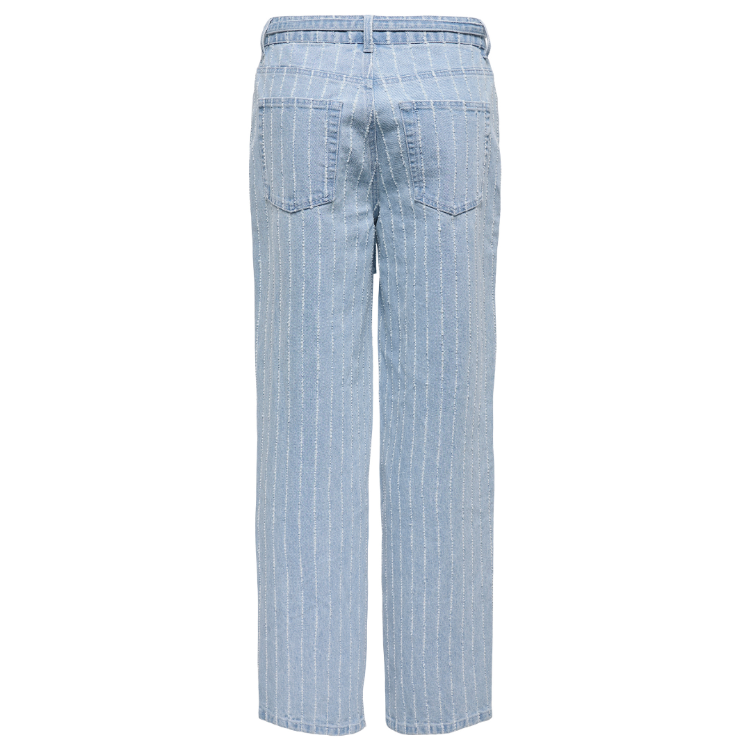 Only Gianna MW Straight Stripe Denim Jeans Light Blue Denim