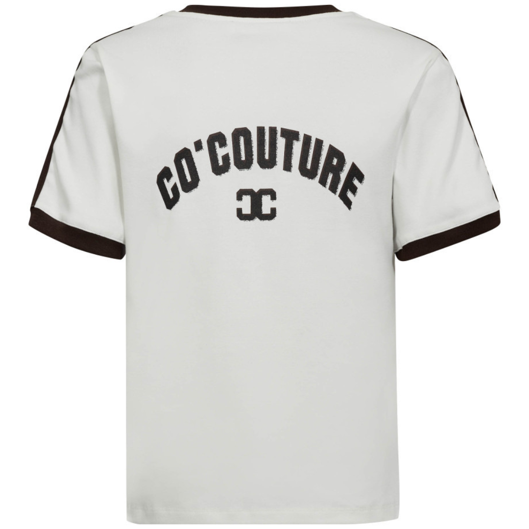 Co'Couture Edge Stripe V T-shirt Off White/Mocca