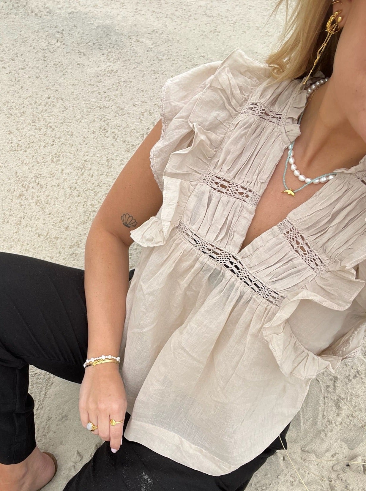 Neo Noir Jayla S Voile Top Sand