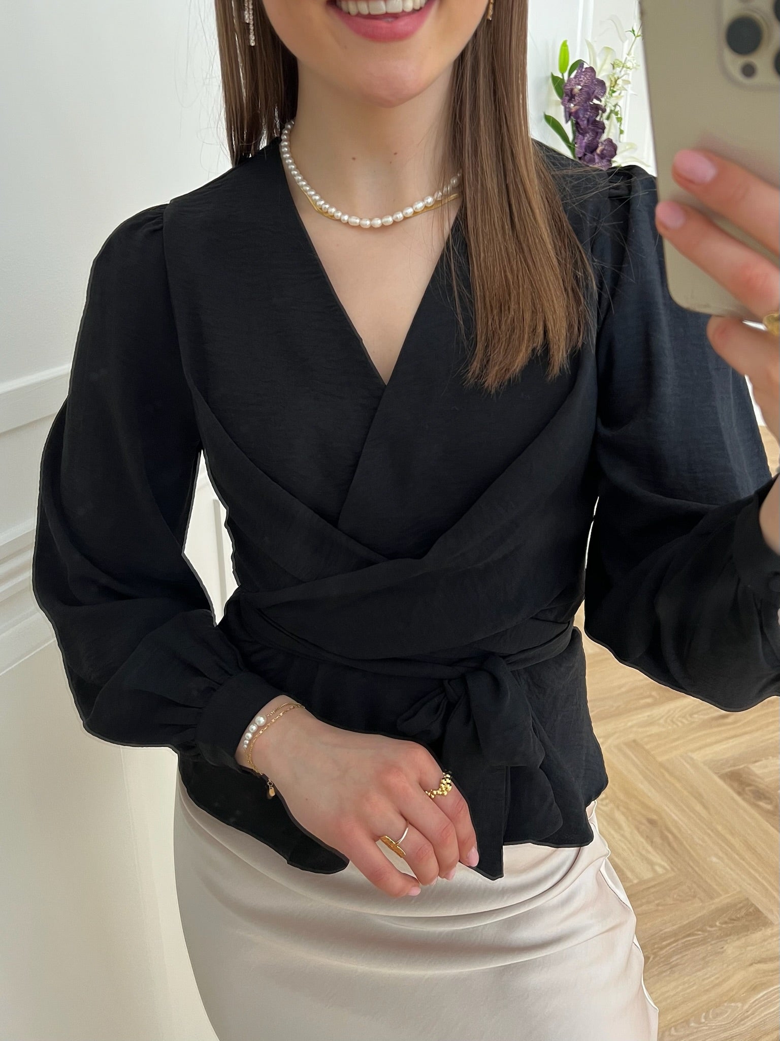 Neo Noir Rista Structure Bluse Black
