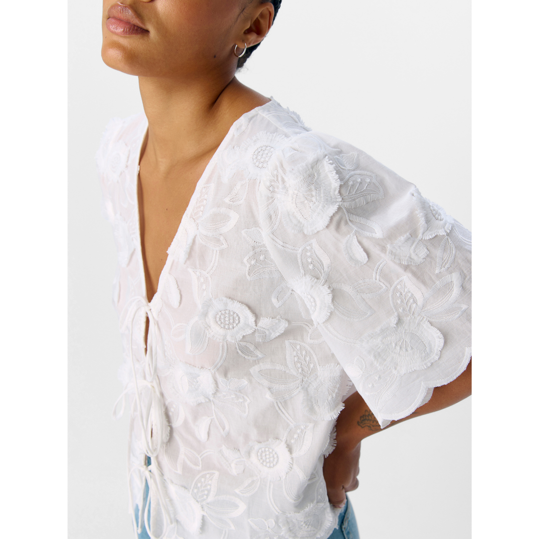 Object Mini SS V-neck Top White