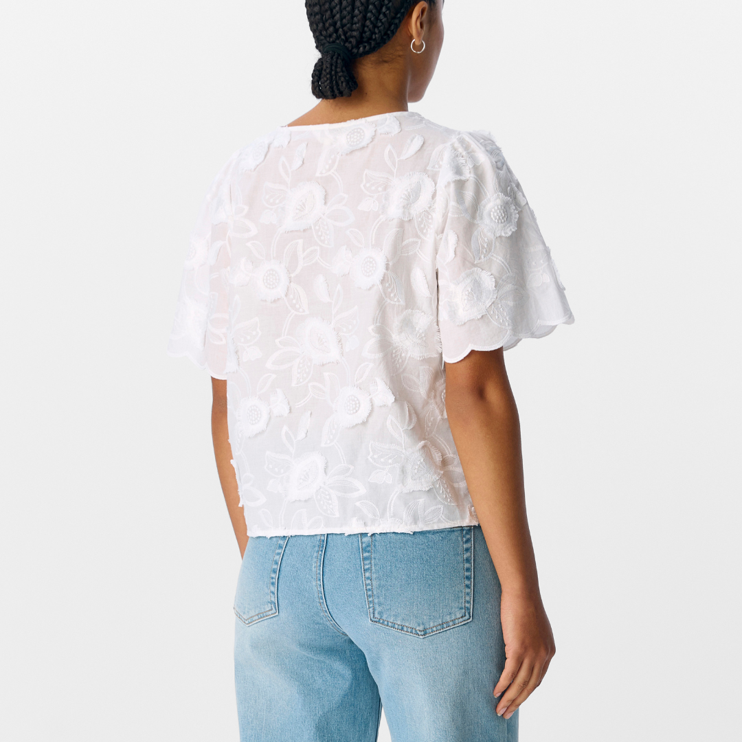 Object Mini SS V-neck Top White