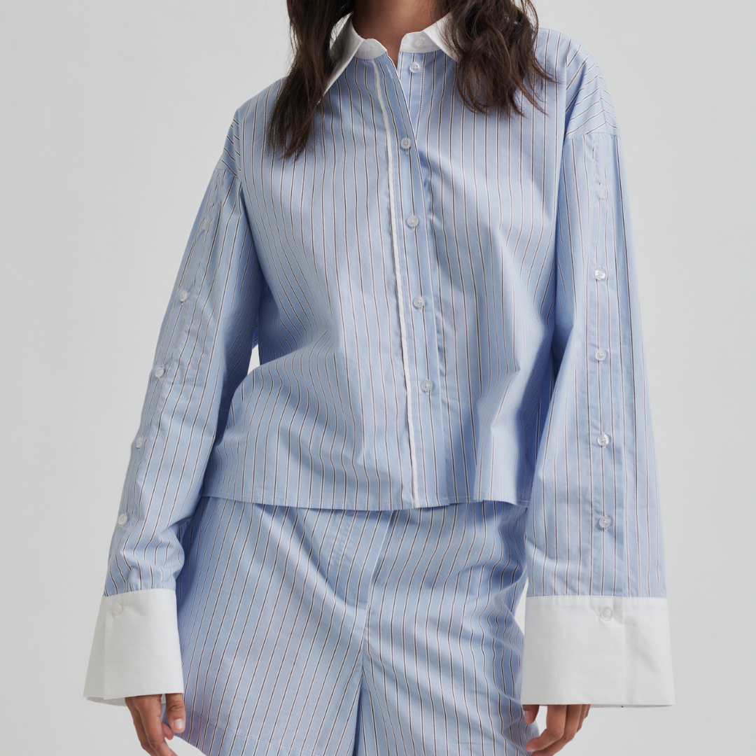 Second Female Alanis Combi Skjorte Light Blue Stripe