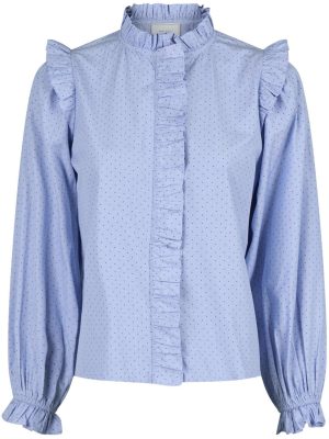 Neo Noir Charly Mini Dot Bluse Light Blue