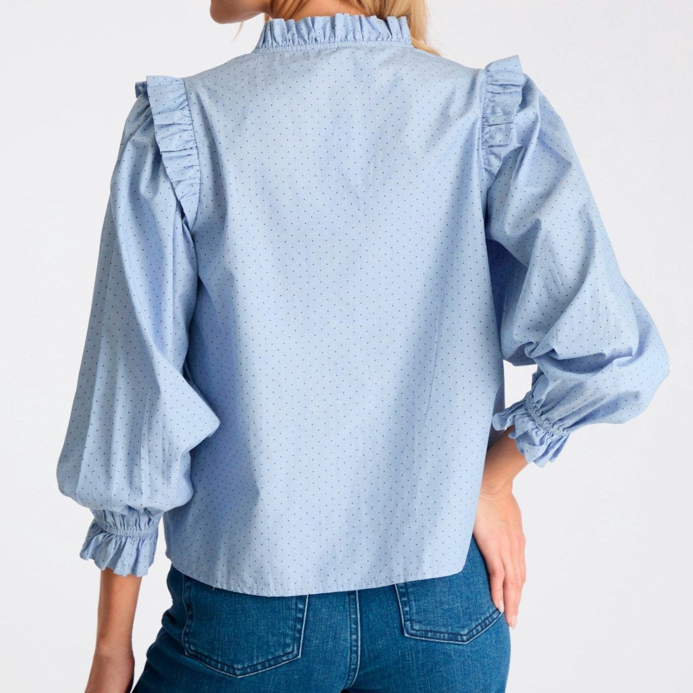 Neo Noir Charly Mini Dot Bluse Light Blue