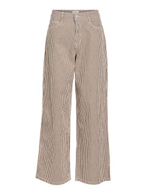 Object Moji MW Wide Long Jeans Sandshell Stripes / Brown