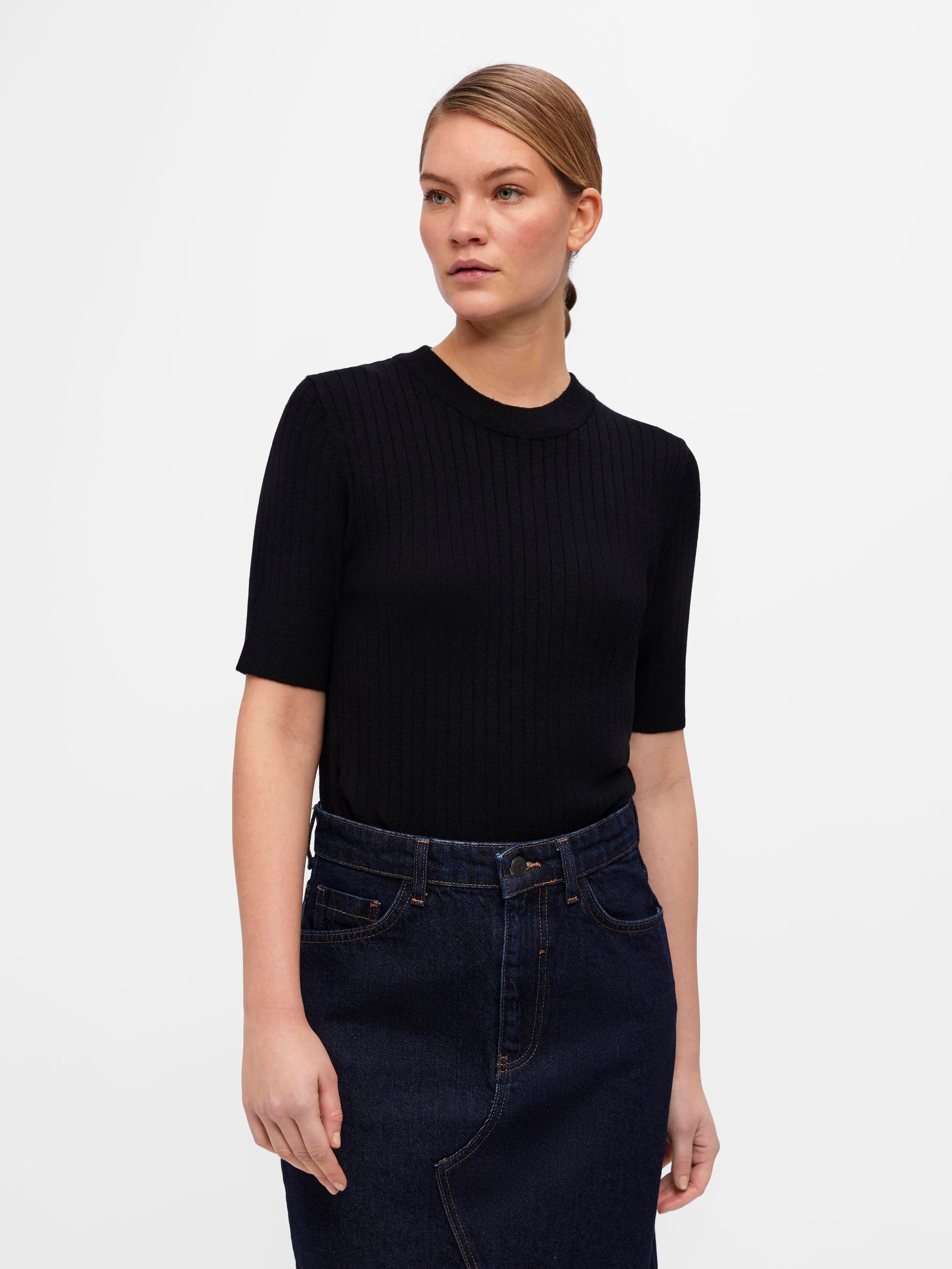 Object Noelle Strik T-shirt Black