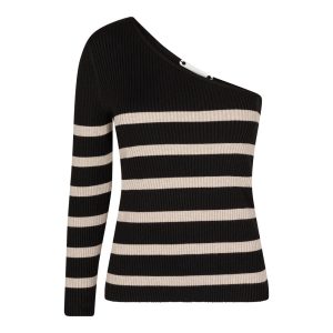 Co'Couture Badu Stripe Asym Rib Strik Black