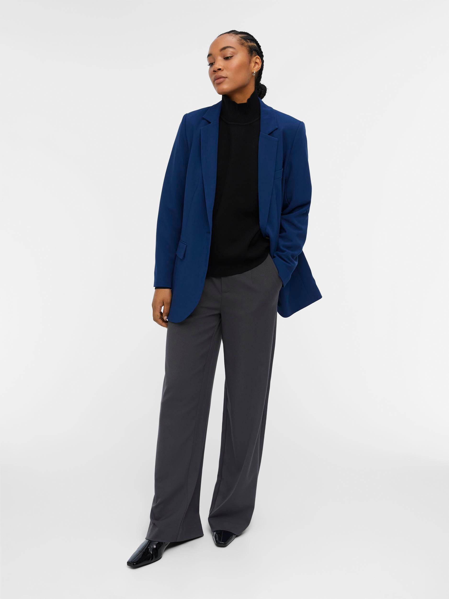 Object Sigrid L/S Blazer Estate Blue Online salg