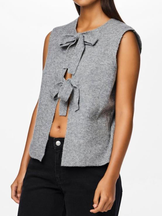 Pieces Silly SL Tie Vest Medium Grey Melange NOS25