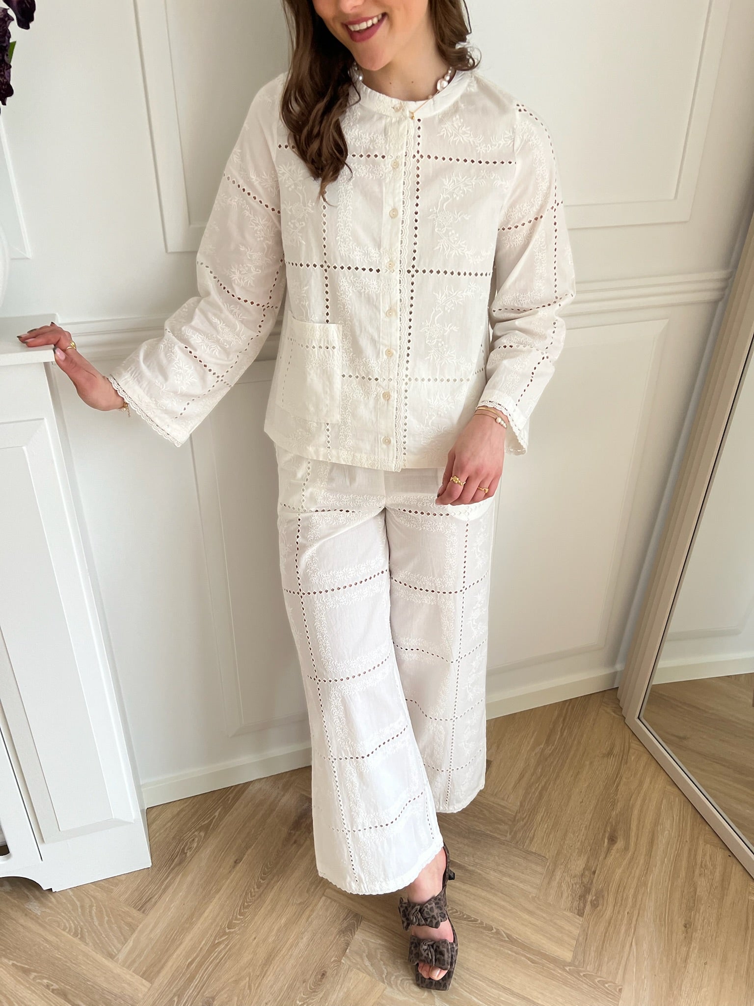 Sissel Edelbo Ava Skjorte White Squares Hot på udsalg