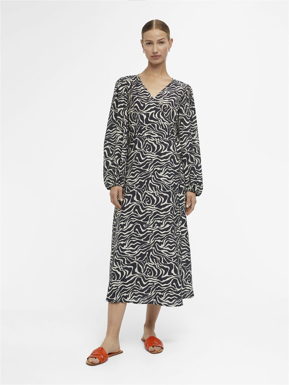 Object Leonora L/S Wrap Kjole Sandshell Animal Mode