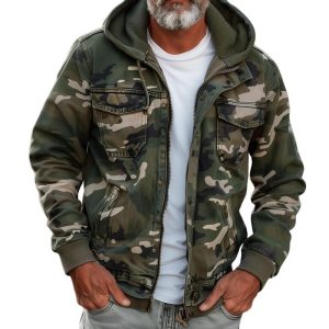 Peder | Camouflagefarvet cargojakke med hætte