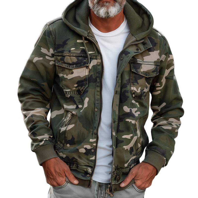 Peder | Camouflagefarvet cargojakke med hætte
