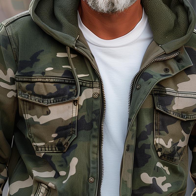 Peder | Camouflagefarvet cargojakke med hætte