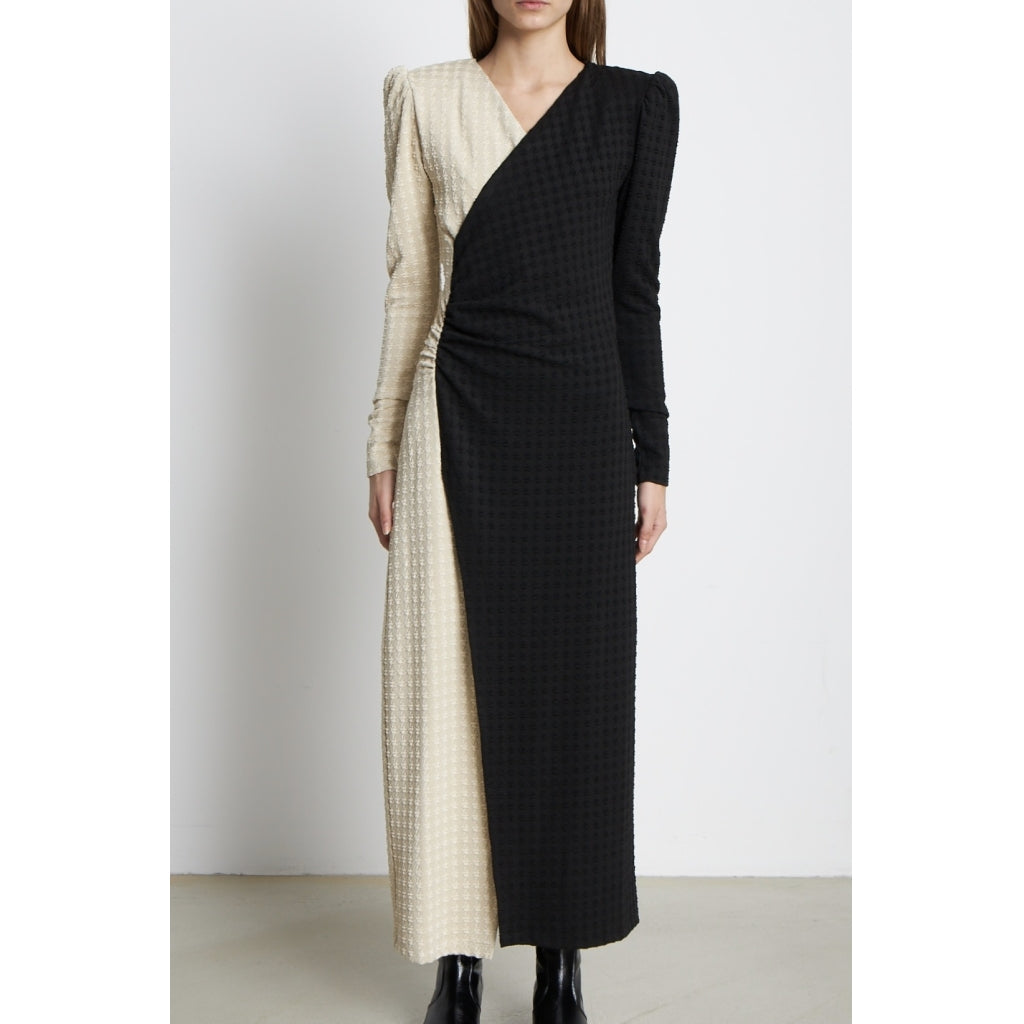 Stella Nova Odina Long V-Neck Jersey Kjole Creme/Black Online