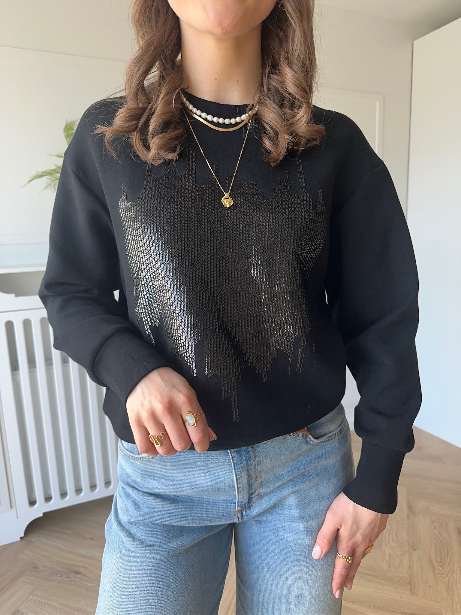 Mos Mosh Dakota LS Glam Sweatshirt Black Levere