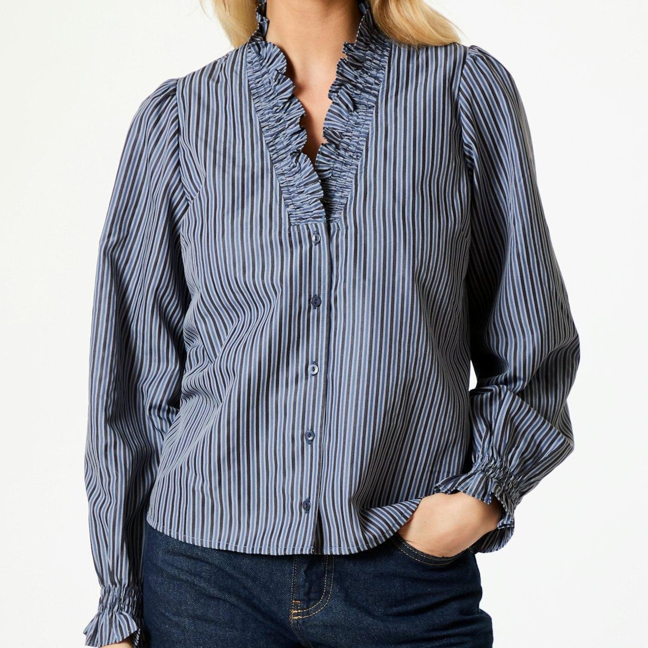 Neo Noir Brielle Twill Stripe Skjorte Dusty Blue