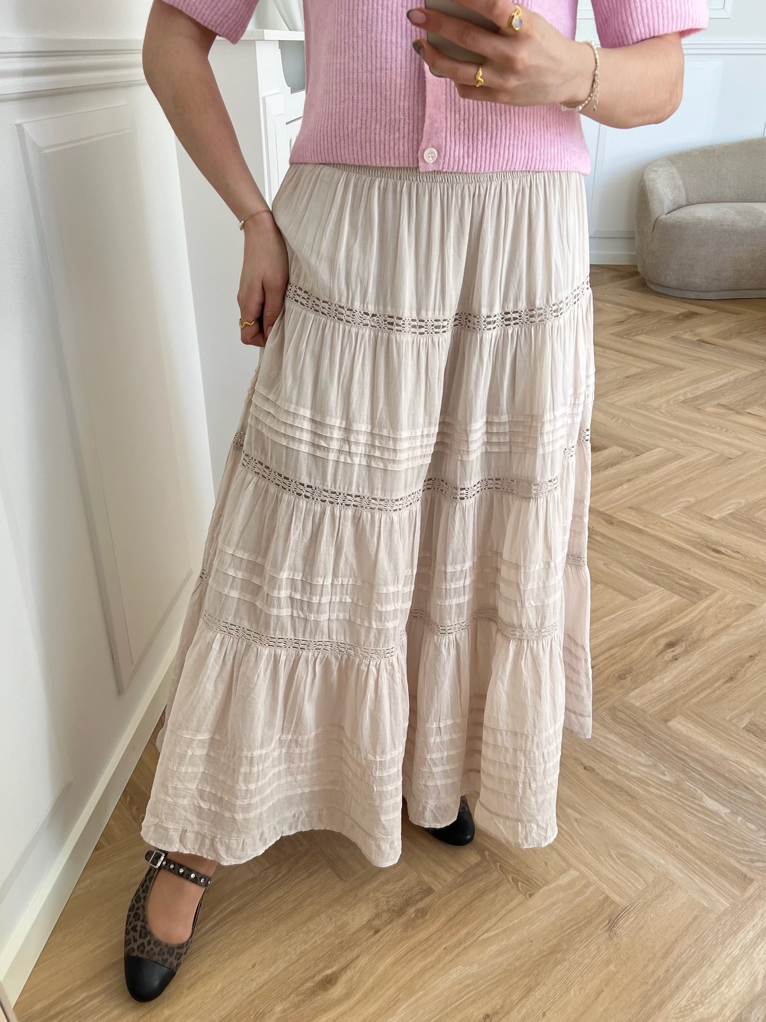 Neo Noir Felicia S Voile Nederdel Ivory NOS25