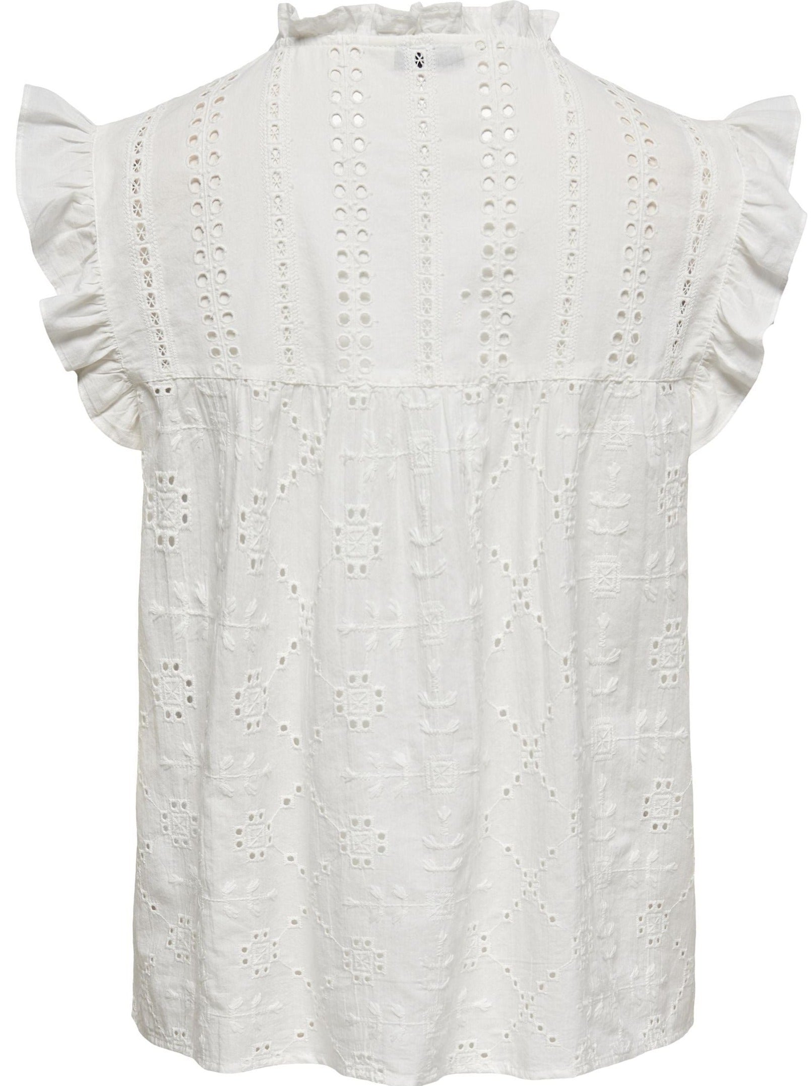 Only Reva Life S/L Embroiderie Top Cloud Dancer NOS25