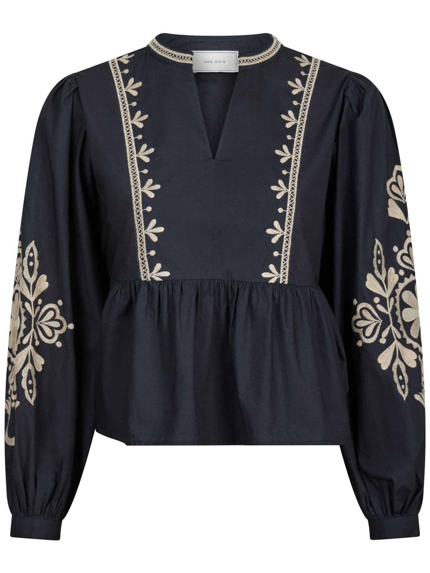 Neo Noir Ginia Emb Bluse Navy på udsalg