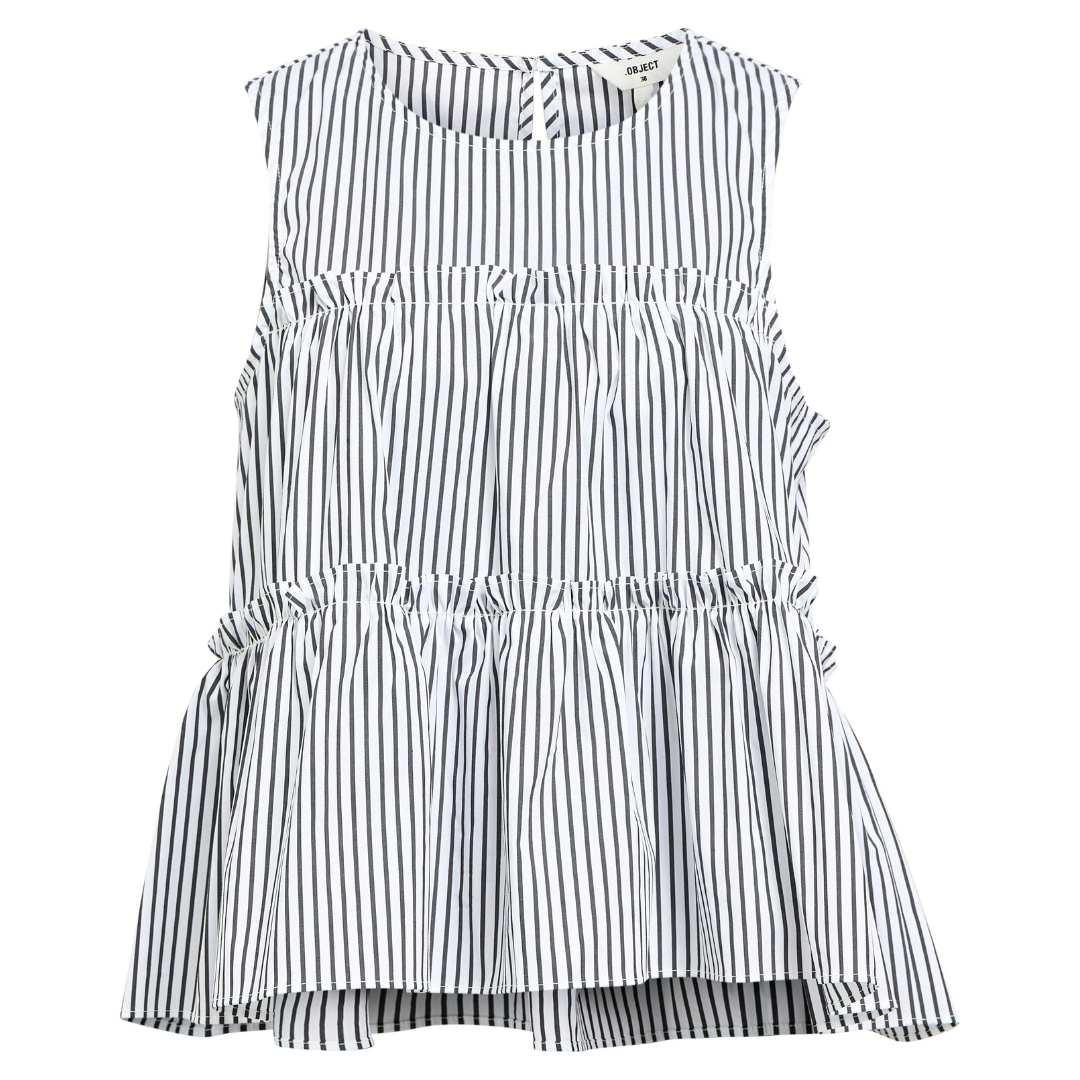 Object Tutta SL O-Neck Top White/Black