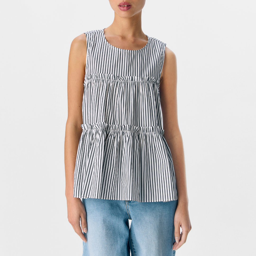 Object Tutta SL O-Neck Top White/Black