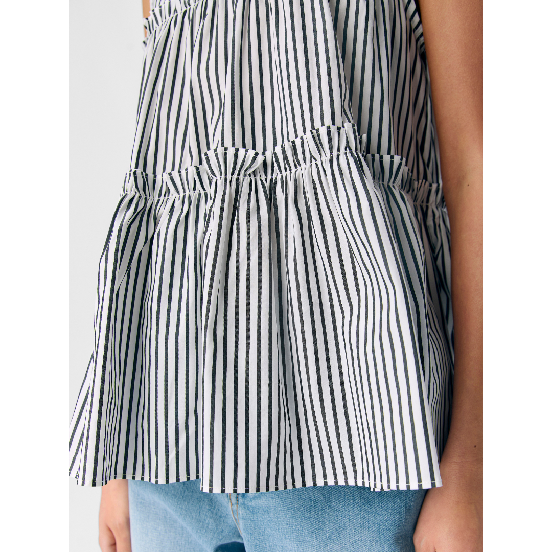 Object Tutta SL O-Neck Top White/Black