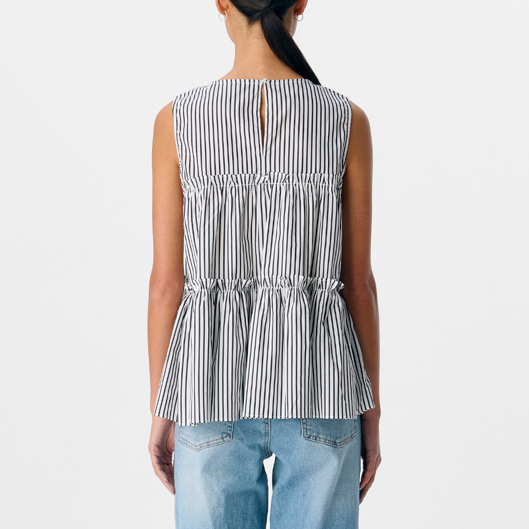 Object Tutta SL O-Neck Top White/Black