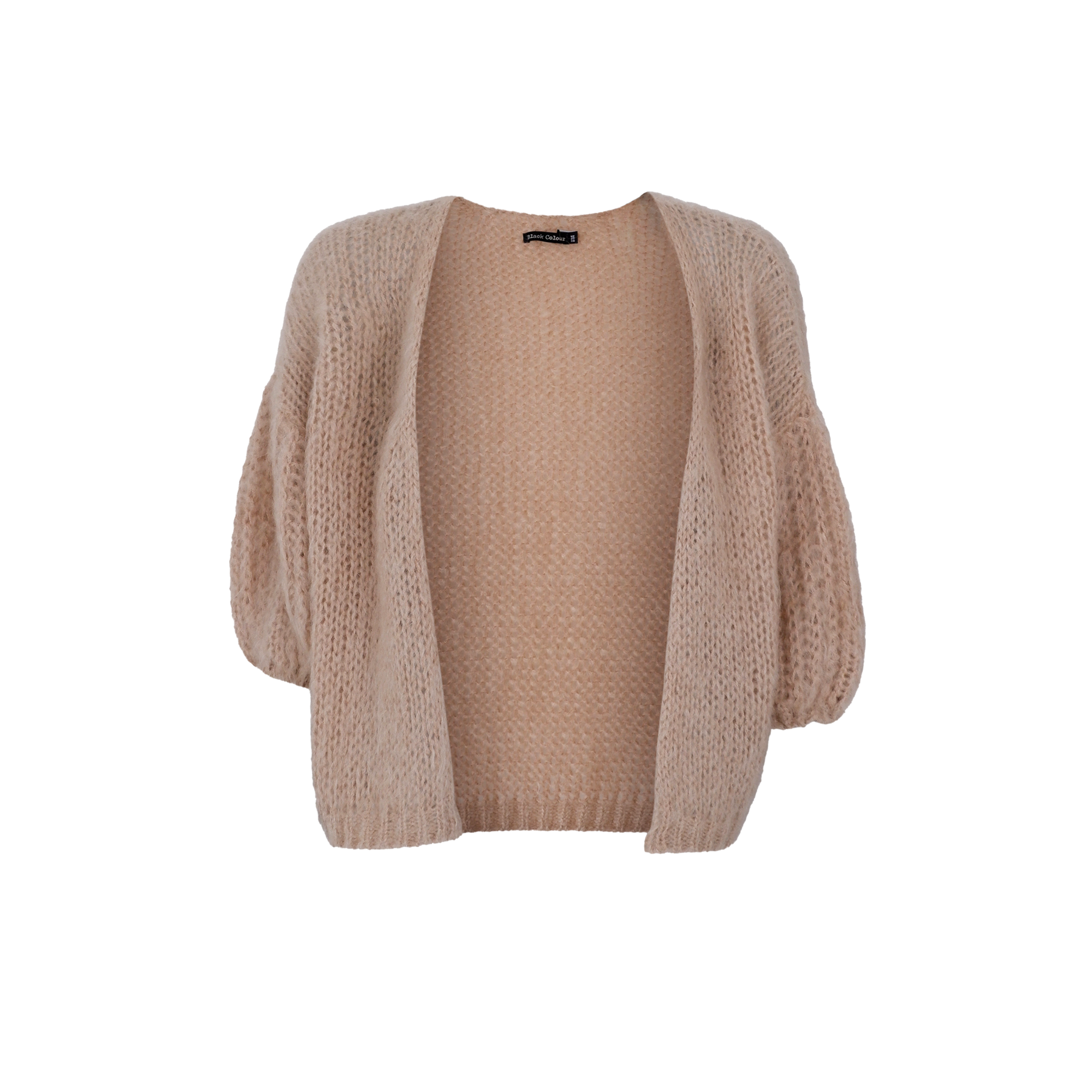 Black Colour Casey Puff Sleeve Cardigan Latte
