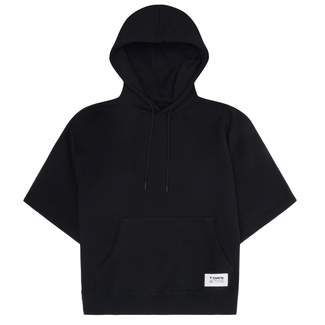 7 DAYS Active Organic Short Sleeve Hoodie Black Levere