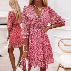Amalie | Floral Med Puffærmer