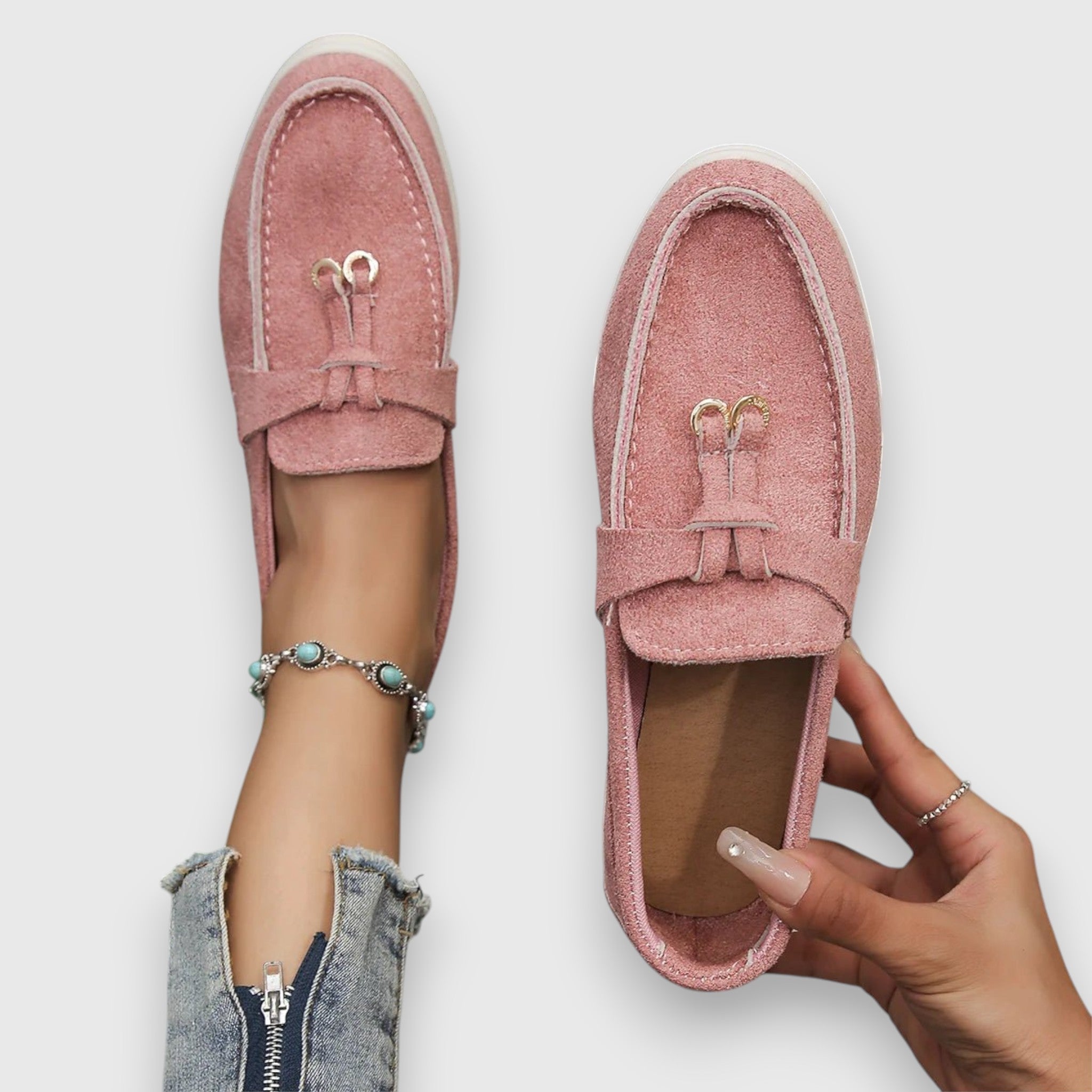 Helene | Klassiske loafers i ruskind
